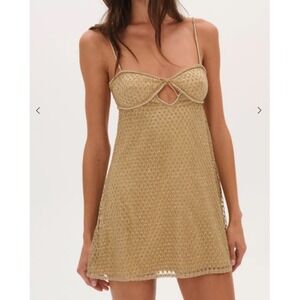 marina mini dress for love and lemons For Love & Lemons Marina Beaded Mini Dress - Blue
